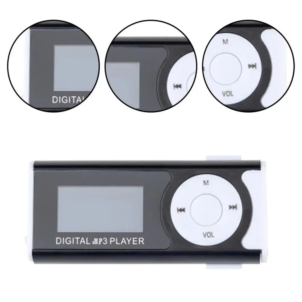Portable Clip-On MP3 Player with Metal Body and LCD Screen