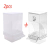 Two clear acrylic no-mess bird feeder and waterer units for small to medium parakeets