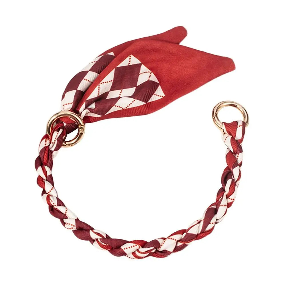 Decorative Silk Scarf Bag Chain with Detachable Bow