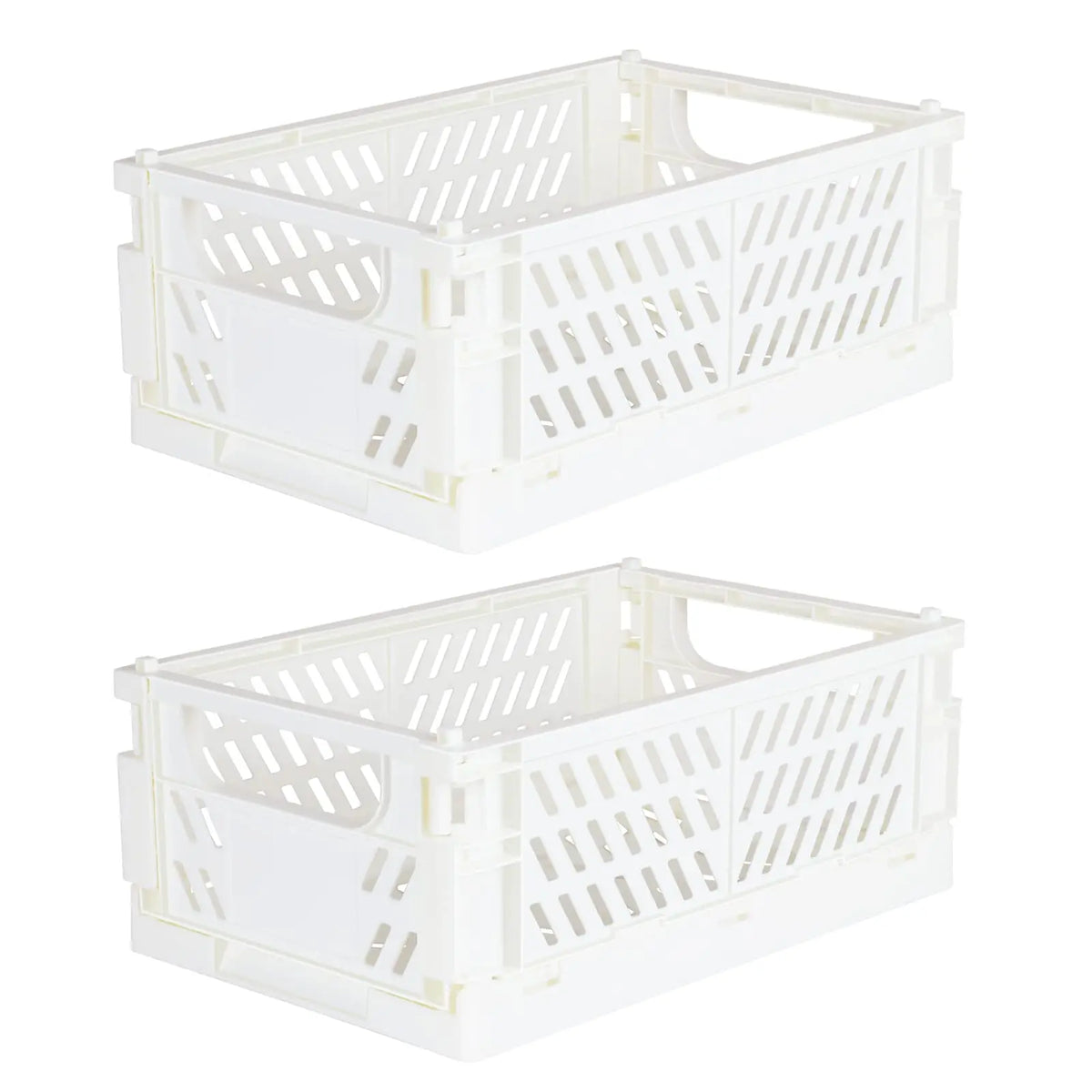 Collapsible Plastic Storage Baskets, Set of 2