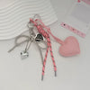 Cute Bow Bag Charm Keychain with Heart Pendant