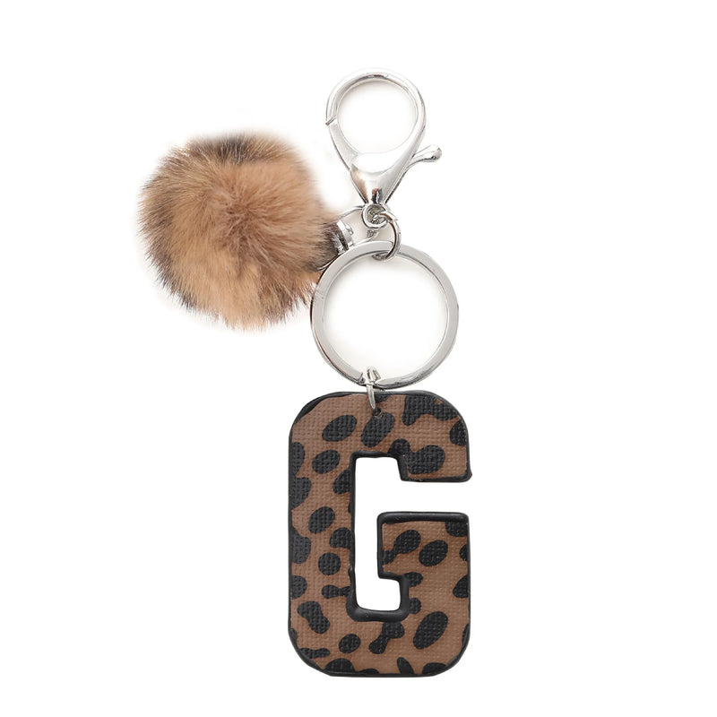 Leopard Print Letter Keychain