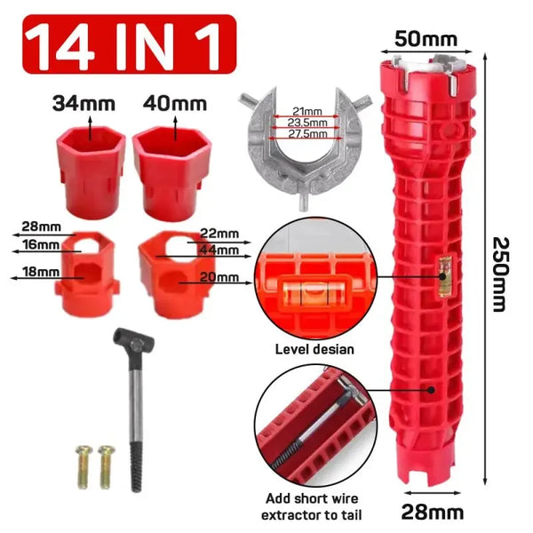 14-in-1 Multi-Functional Faucet and Sink Wrench Kit
