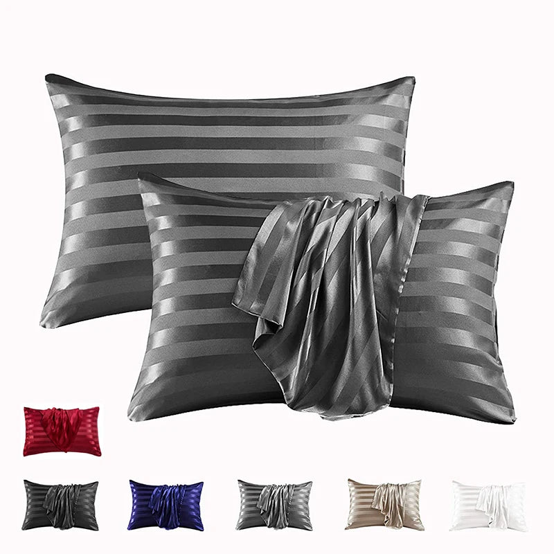 Luxurious Satin Stripe Pillowcase with Envelope Closure