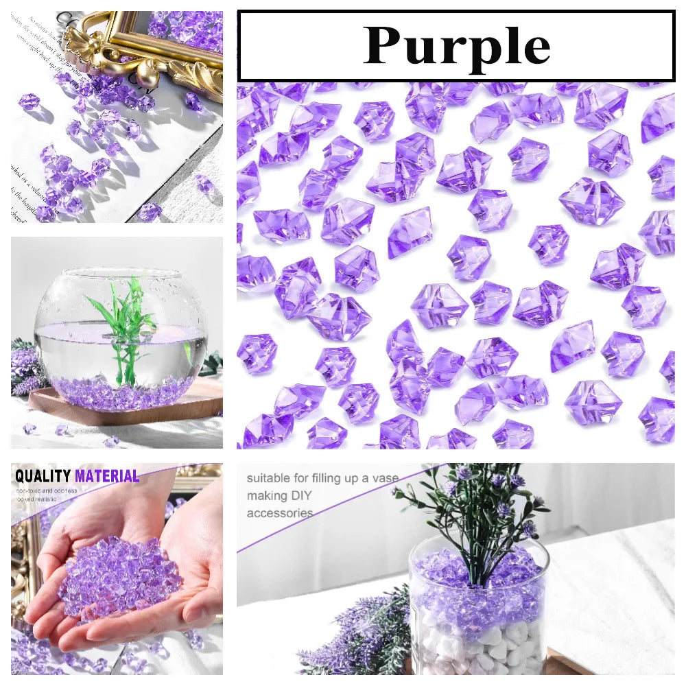 Purple acrylic crushed ice gems suitable for filling vases and DIY accessories