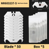 A set of 50 white bull horn blades and 5 storage boxes are displayed.
