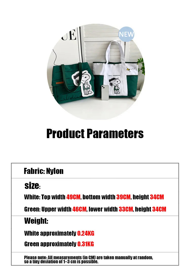 Snoopy Canvas Tote Bag with Crossbody Strap