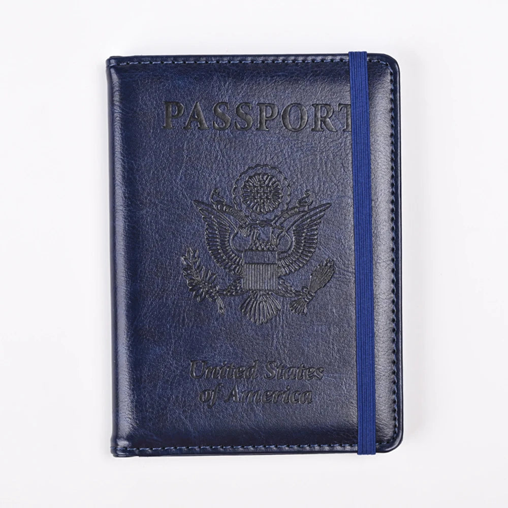 RFID-Blocking PU Leather Passport Holder with 3D Embossed Design