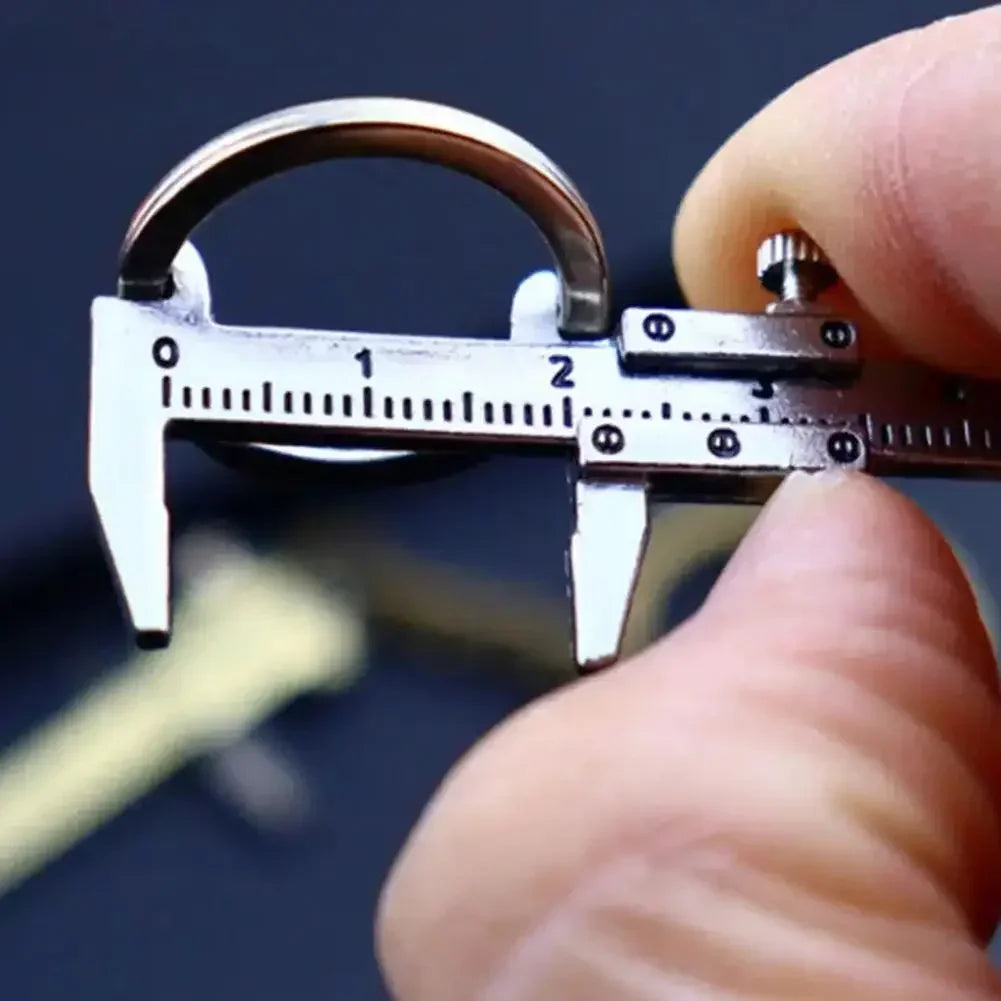 Mini Metal Vernier Caliper Keychain with Ruler