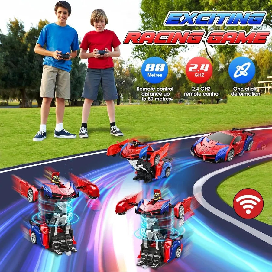 2-in-1 Transforming RC Car & Robot with LED Lights