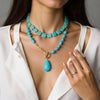 Boho Gold Turquoise Pendant Necklace