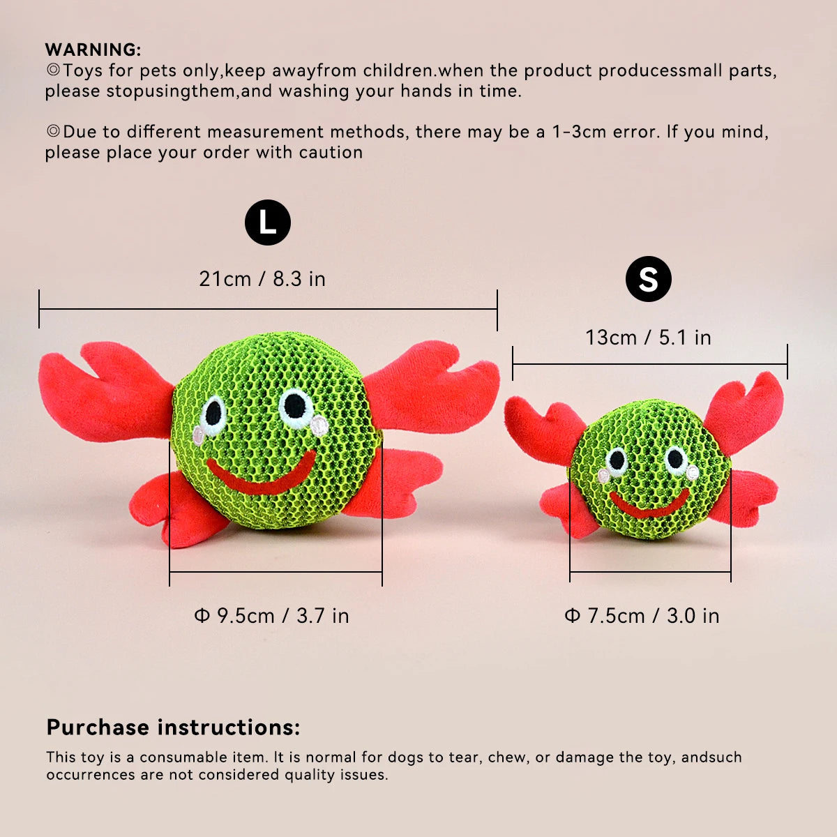 Interactive Monster & Crab Dog Chew Toy