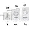 Three sizes of hanging vacuum storage bags for clothes labeled S M L with dimensions provided.