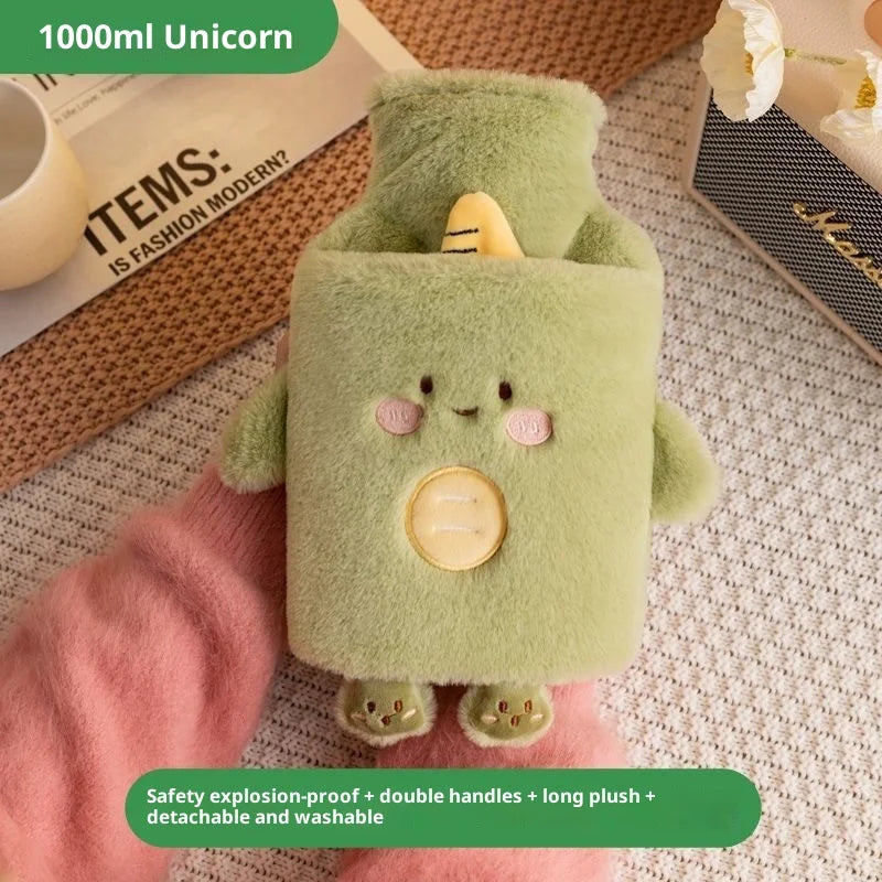 Adorable Plush Hot Water Bottle with Cozy Animal Cover