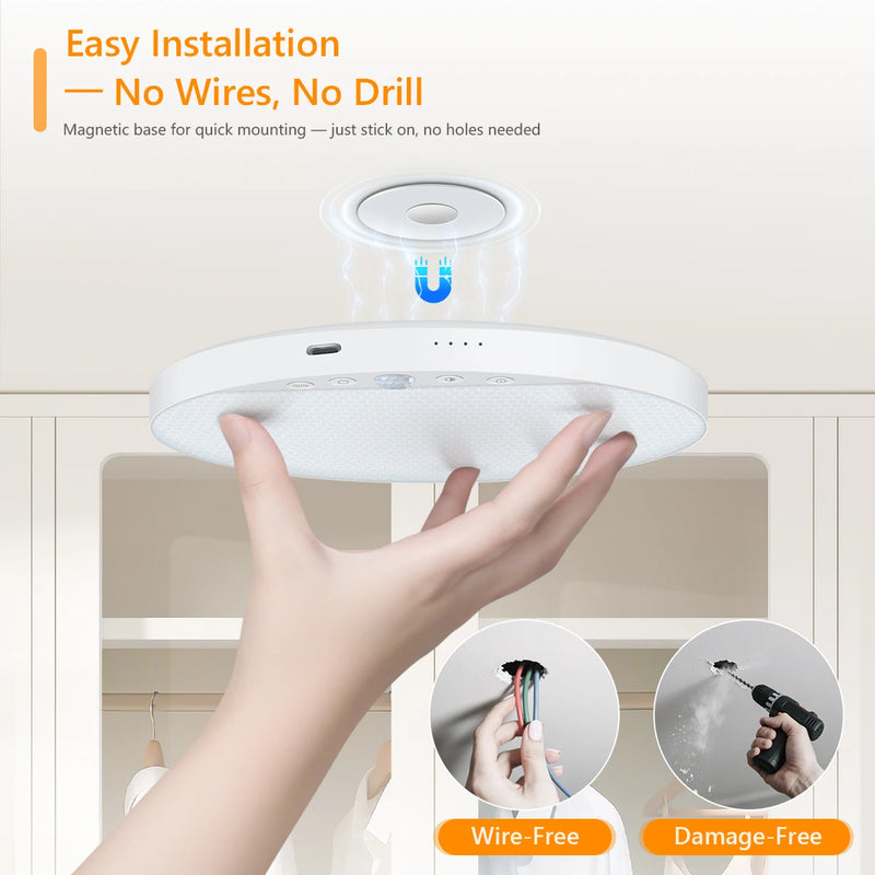Rechargeable Motion-Sensor Ceiling Light with Remote Control
