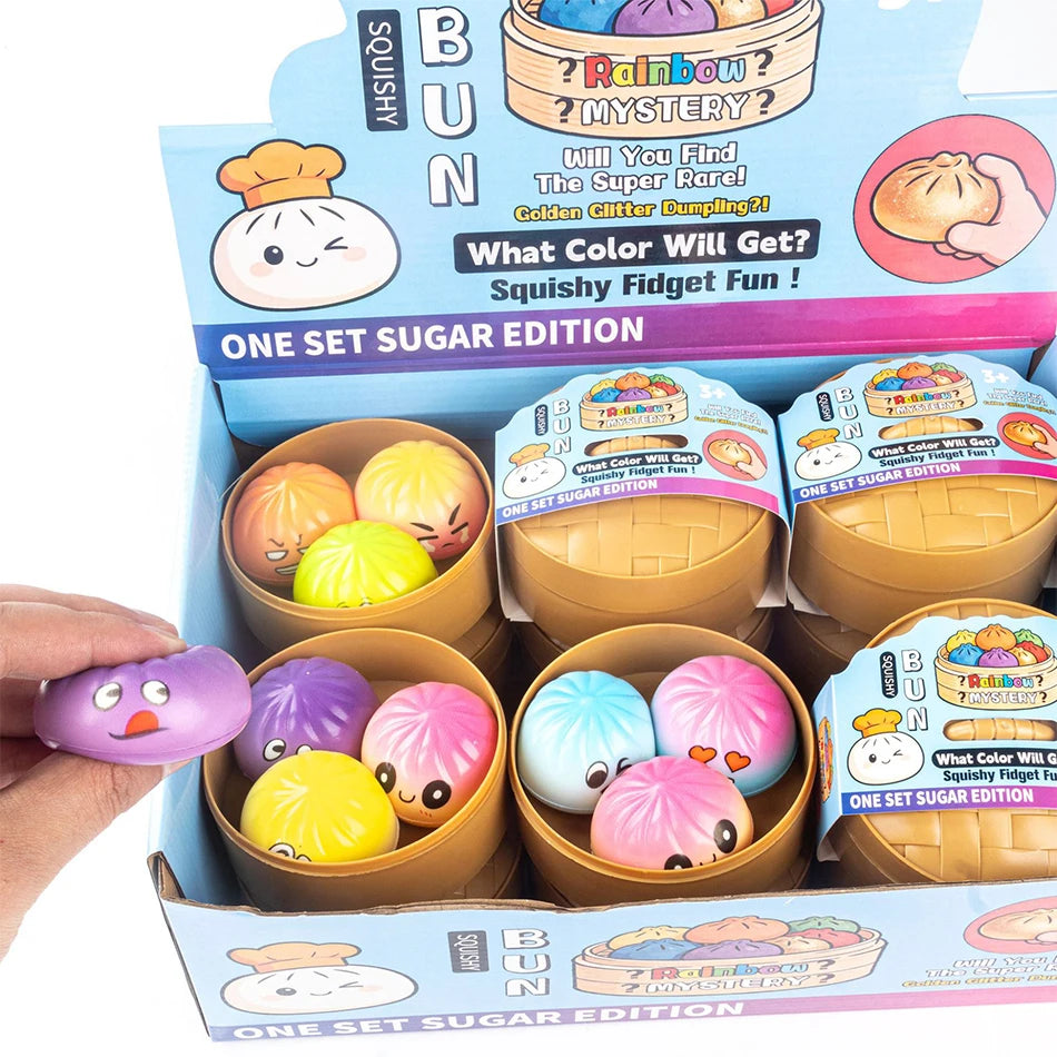 Boîte de jouets anti-stress colorés et moelleux en forme de fruits et bonbons