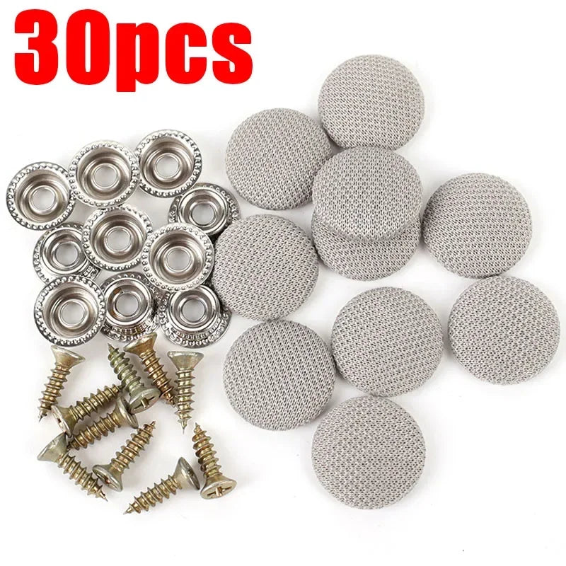 Kit de sujetadores para techo de coche universal, incluye diversos sujetadores redondos y de tornillo