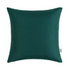 A dark emerald green linen-textured cushion cover pillow.