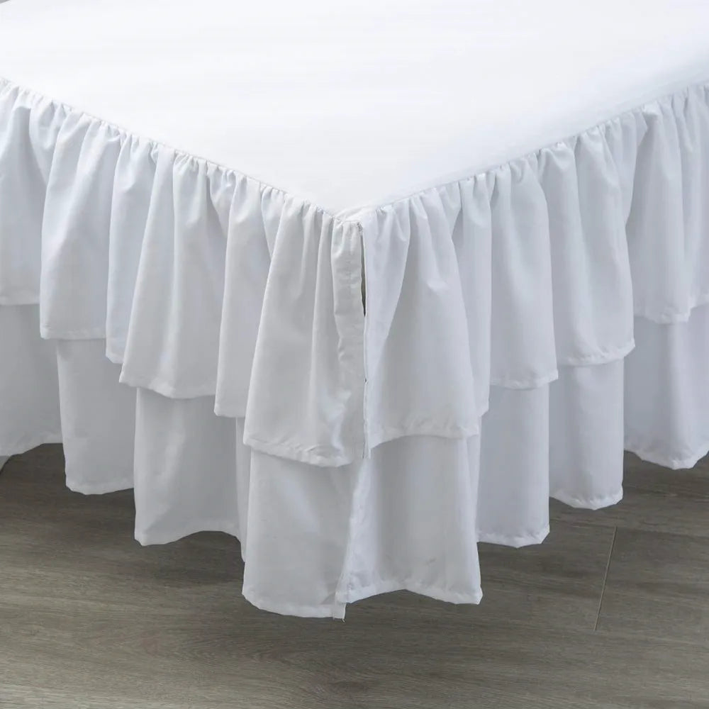 Two-Layer Ruffled Crib Bed Skirt for Standard and Toddler Beds