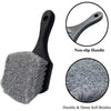 A black compact car wheel and tire cleaning brush set featuring a non-slip handle and durable, dense soft bristles.