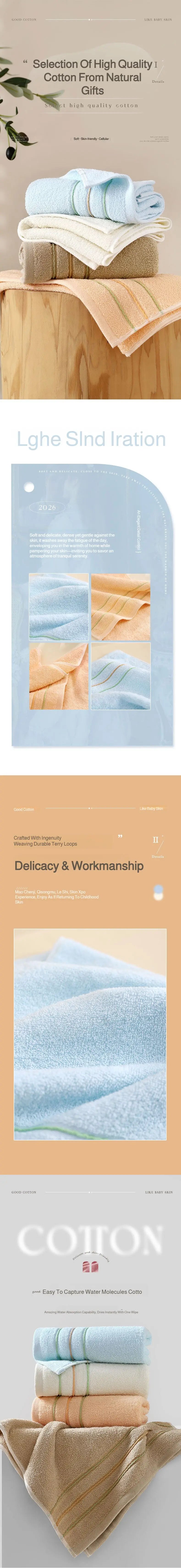 Quick-Dry Pure Cotton Towel – Ultra Soft & Absorbent for Home, Gym, or Travel