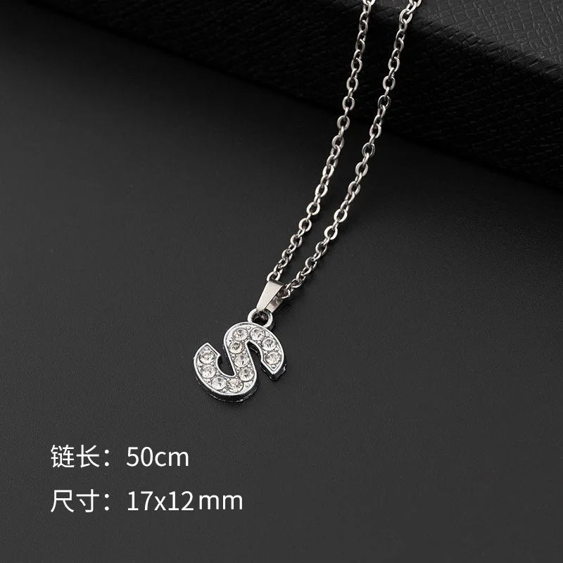 Initial Letter Pendant Necklace with Stainless Steel Chain