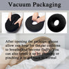 Black memory foam ear piercing pillow with a cutout for side sleepers shown in various angles.