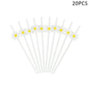 A set of 20 disposable daisy flower-shaped party tableware sticks.