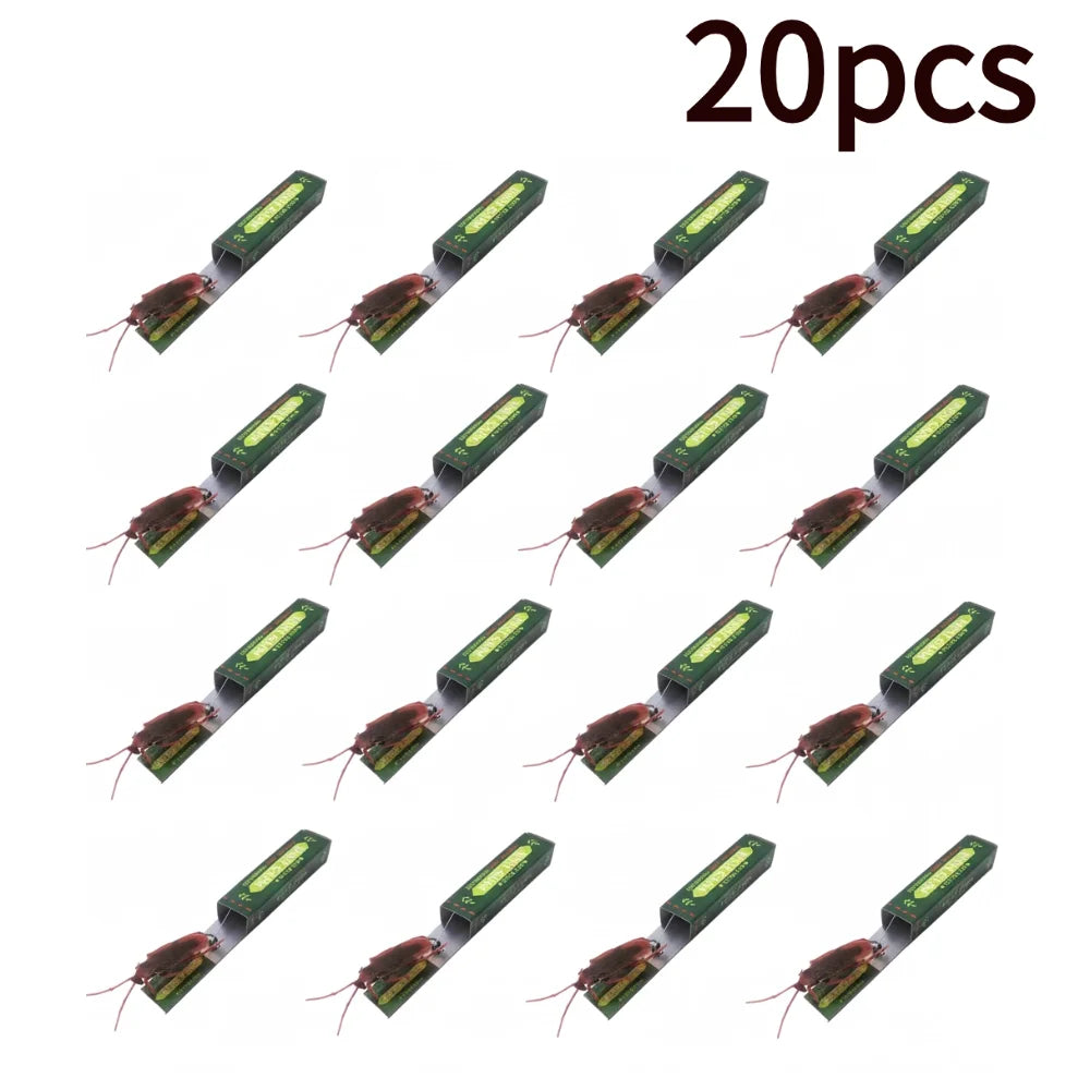 A set of 20 realistic cockroach prank gum toys shown in various orientations.