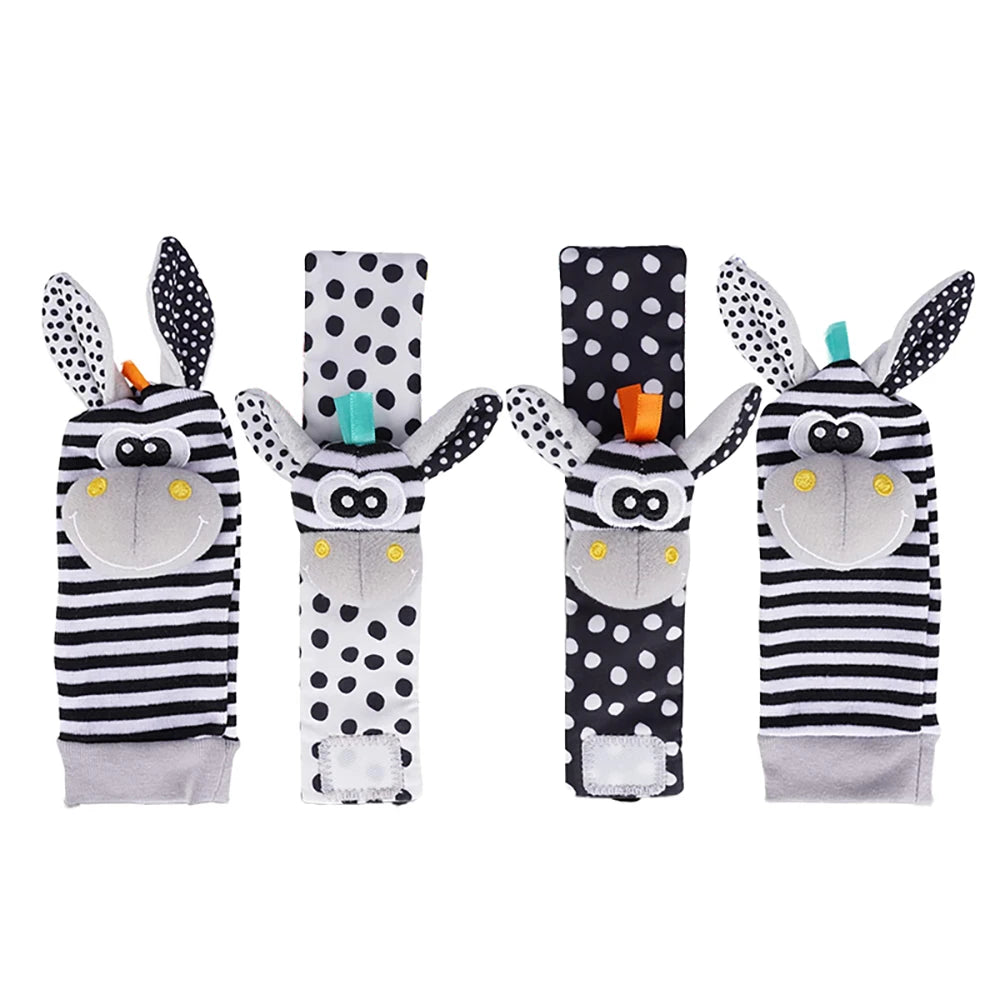 Soft Plush Baby Rattle Wrist and Foot Socks Set for Newborns