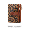 Vintage Leopard Print Tri-Fold Wallet with Double Zipper