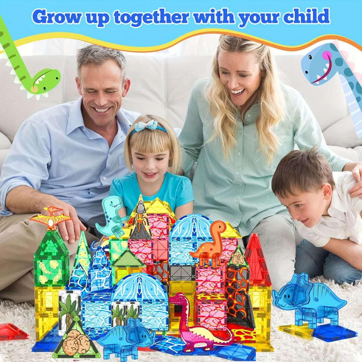 Magnetic Dinosaur Volcano Building Blocks Set