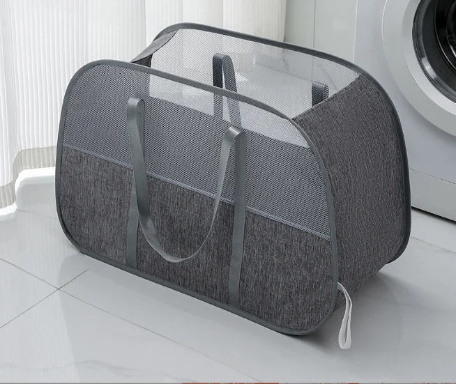 Foldable Mesh Laundry Basket with Pop-Up Design