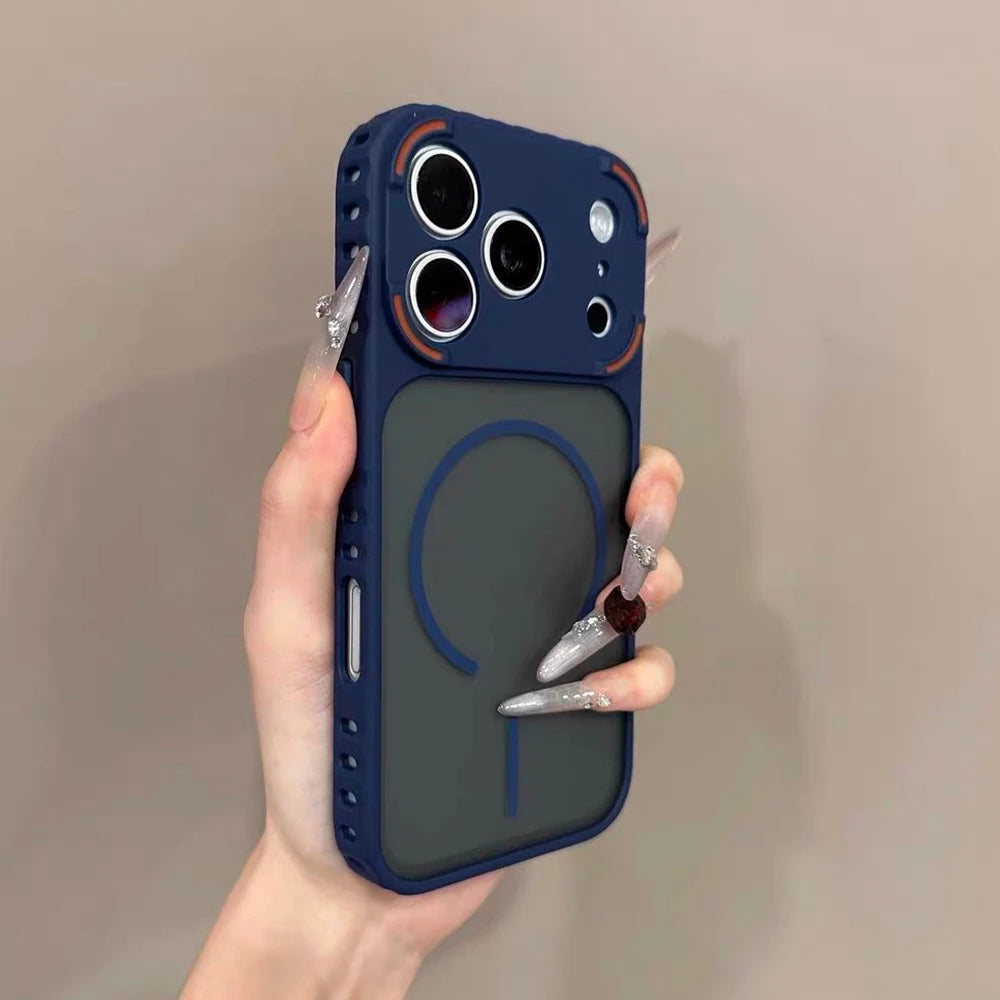 Frosted Clear Magnetic Case for iPhone with Non-Slip Bumper