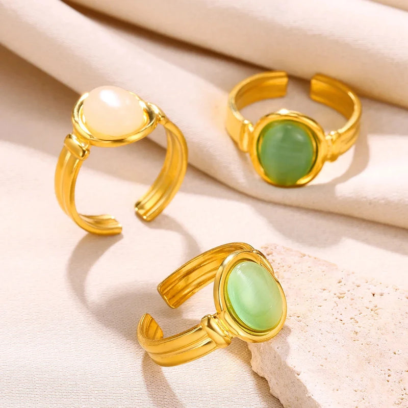 Vintage Oval Opal Ring with Adjustable Gold Band