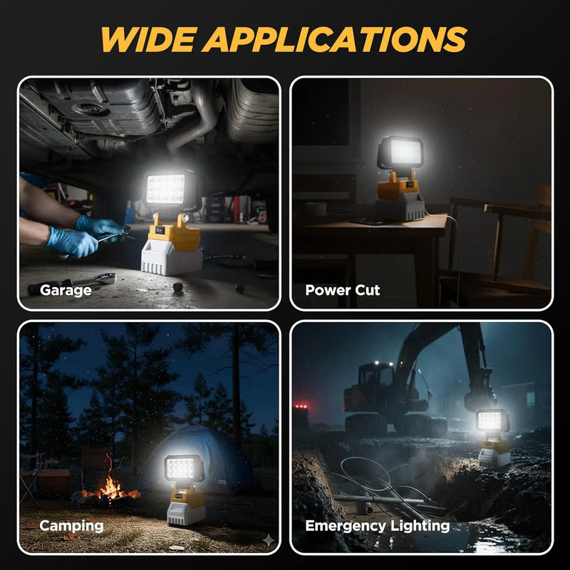 18V Cordless LED Work Light with Dual USB Charging