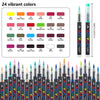 A set of 24 vibrant acrylic markers in various colors, including yellow, pink, orange, and green shades.