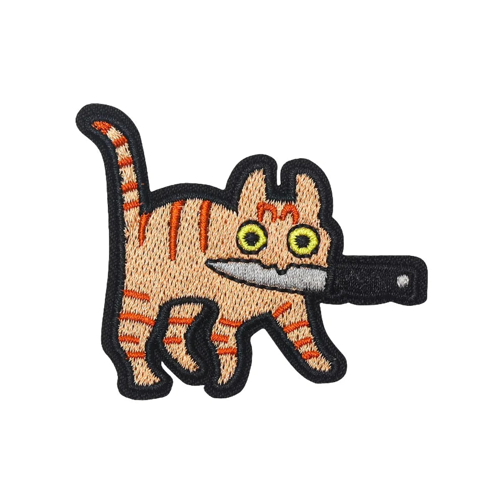 Assassin Cat Embroidered Patch – Funny Hook & Loop Badge