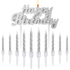 Spiral Birthday Cake Candles, Set of 6 Long Thin Decorative Candles for Cakes and Desserts