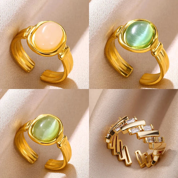 Vintage Oval Opal Ring with Adjustable Gold Band