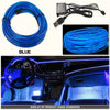 Blue flexible USB LED neon strip used for car interior ambient lighting, shown in various applications.