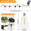 A set of 49FT/15M 25-socket solar string lights with E12 bulbs and a remote control.