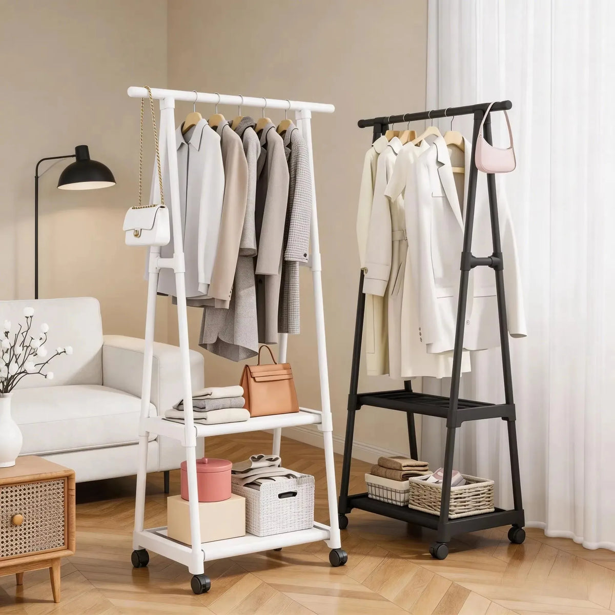 Space-Saving Multi-Use Coat Rack with Storage Shelf