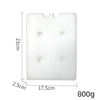A white reusable leak-proof ice pack with a rectangular shape and small protrusions, measuring 23cm by 17.5cm and weighing 80
