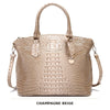 Vintage Croc-Embossed Structured Satchel Handbag