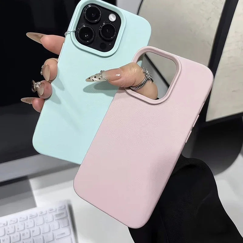 Candy Color Lychee Pattern Soft Silicone Phone Case