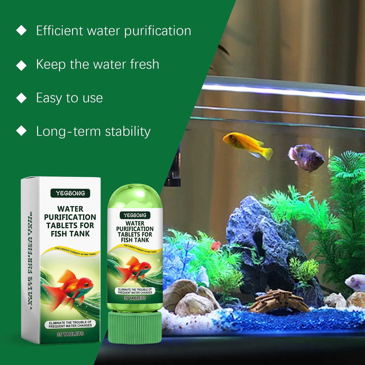 Aquarium Water Purifying Tablets for Clear, Healthy Tanks