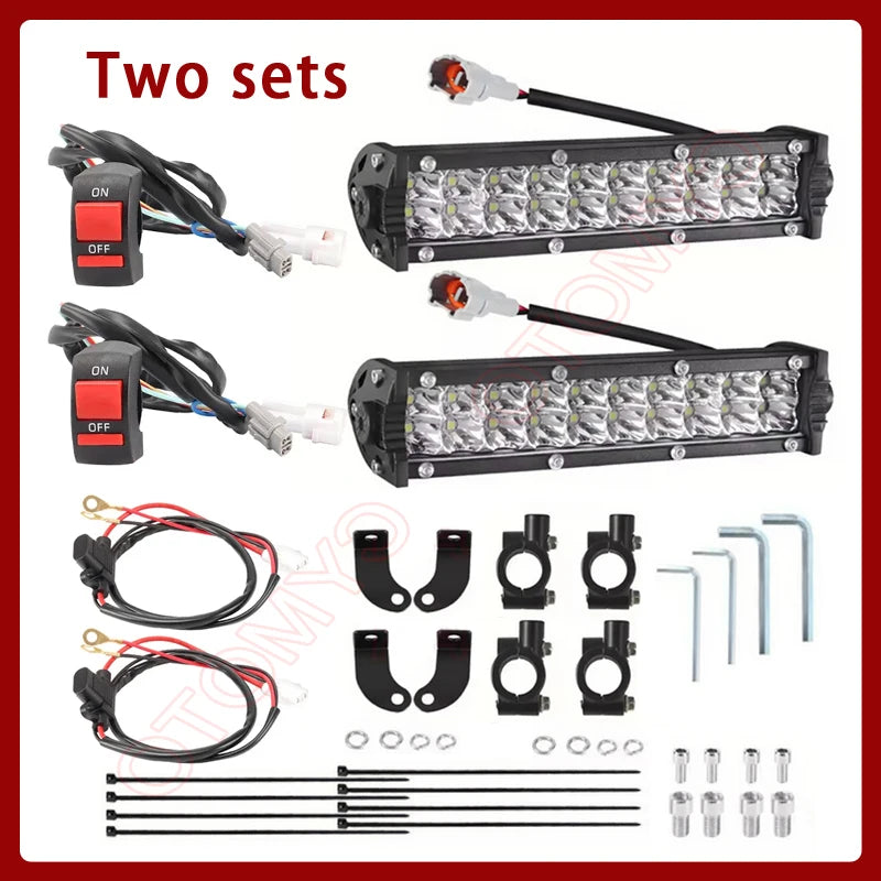 Motorcycle LED Headlight with Light Bar and On-Off Switch