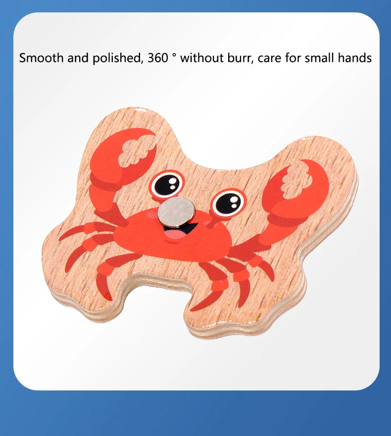 Montessori Wooden Magnetic Fishing Toy for Kids – Educational Marine Life Game