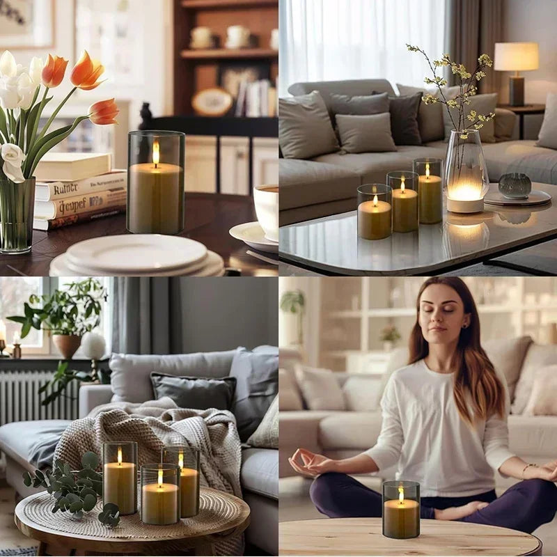 Set of 3 LED Flameless Candles with Remote and Timer